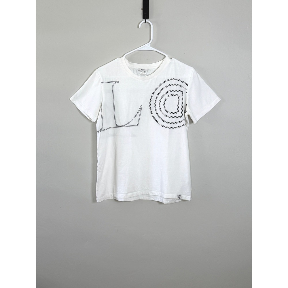 Desigual T-Shirt Women S White Graphic LOVE Embroidered Short Sleeve Crew Neckā